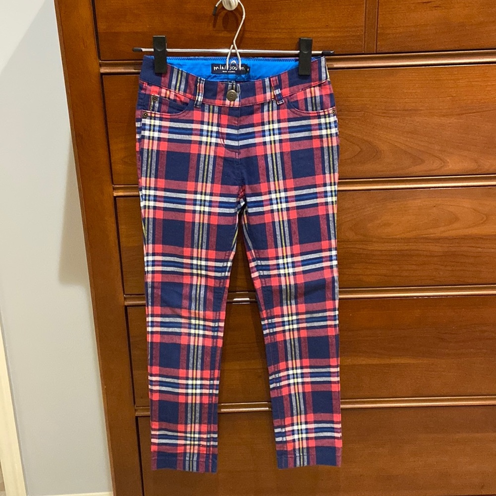 NWOT Girls Kids Mini Boden Plaid Skinny Pants 8Y